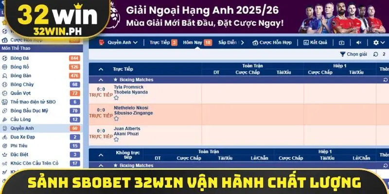 Sbobet 32WIN - Đỉnh Cao Hệ Thống Cá Cược Uy Tín, Odd Khủng Sảnh SBOBET 32WIN vận hành chất lượng